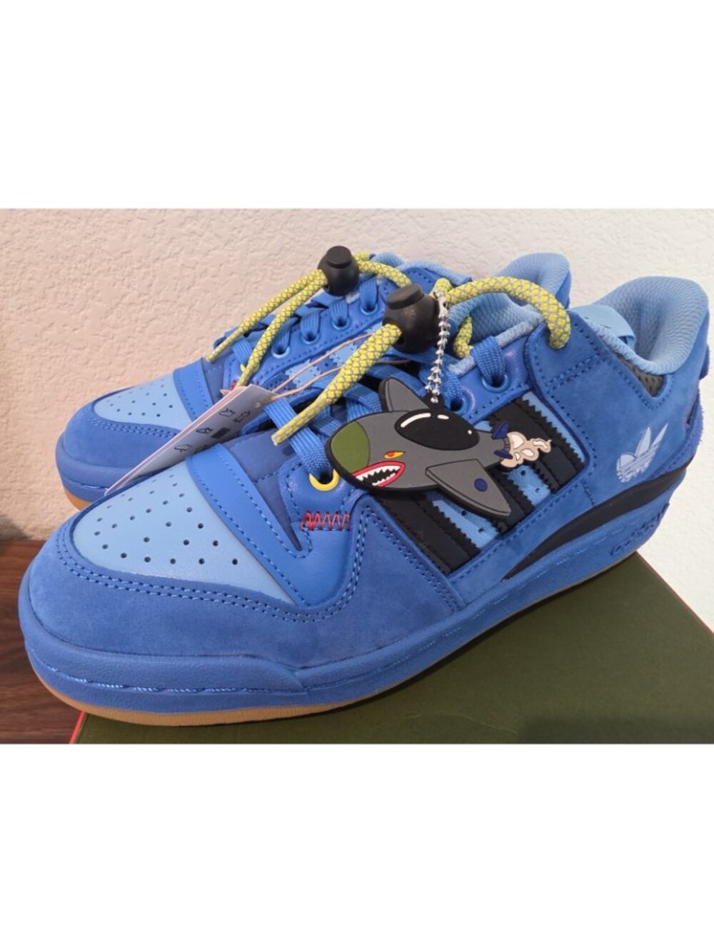 New adidas Originals Forum Low Hebru Brantley GZ4403 Men’s Size 7.5 Blue Suede - Picture 3 of 12